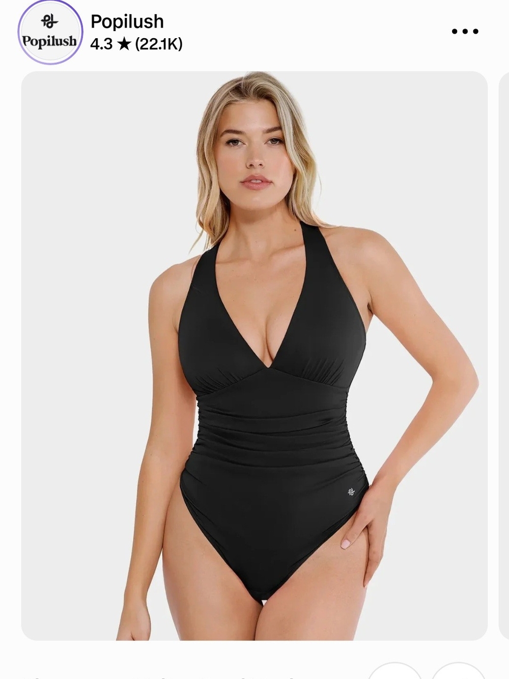 Popilush Black Halter Ruched Bodysuit